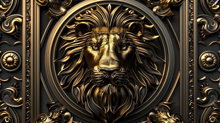 Regal Presence, The Lion in Baroque Splendor, background high quality AI generated image