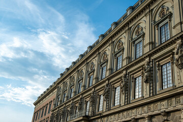 Royal Palace, Stockholm Sweden. Upper part of baroque building at Gamla Stan, Stadsholmen island.