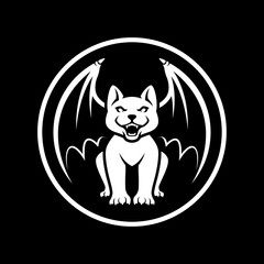 GARGOYLE CAT VECTOR LOGO ILLUSTRATION