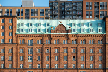 Old historical building Qvarnen Tre Kronor, former mill industry, destination Stockholm Sweden.