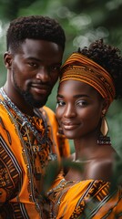 African couple in ethnic clothes 