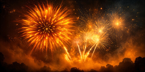 A vibrant night sky filled with fireworks, creating a spectacular display of colors and lights.