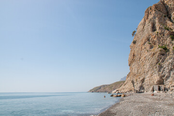 Rock formation at the coastline at the Therma Springs Beach Kos Island South Aegean Region...