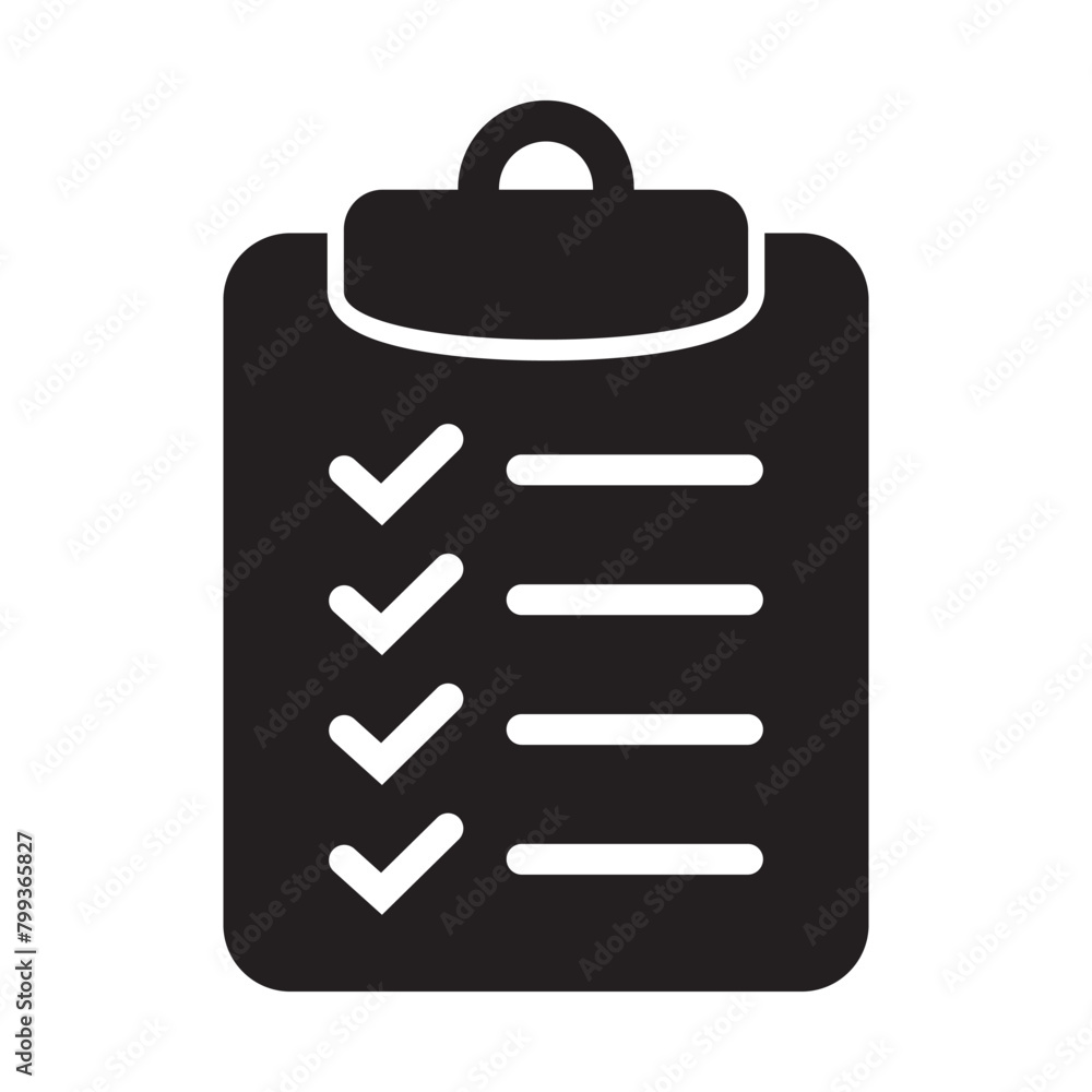 Poster clipboard solid icon flat style isolated on background. checklist sign symbol for web site and app d