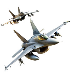 Modern fighter jet military airplane isolated on transparent