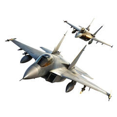 Modern fighter jet military airplane isolated on transparent