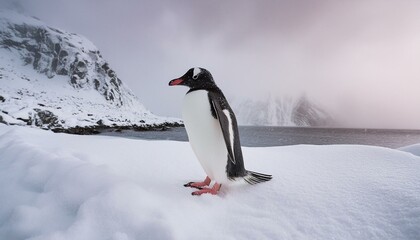 Fototapeta premium penguin on snow