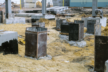 Formwork shields for the foundation construction of reinforced concrete monolithic structures on...