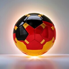 Fototapeta premium Soccer football ball in the colors of the Germany flag, yellow, red, black colors. isolated on white background, Euro Championship 2024