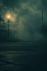 Eerie Street Lamp in the Fog