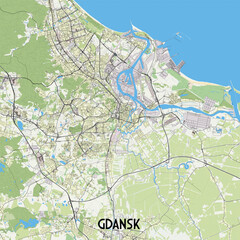 Gdansk Poland map poster art