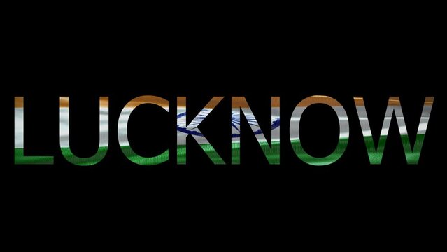 Lucknow Name on Transparent Background. Waving Flag