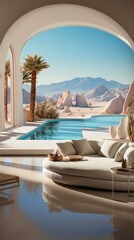 Modern minimalist desert house with pool