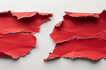 Torn red paper with a white background