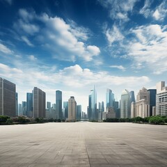 Fototapeta premium City square with modern buildings in the background
