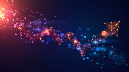 line and point Arrow. Vector polygonal low poly business AI generated