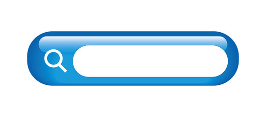 Empty 3D blue search bar, isolated on transparent or white background, vector illustration