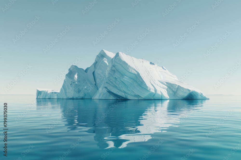 Poster a large ice block floating in the ocean. business concept