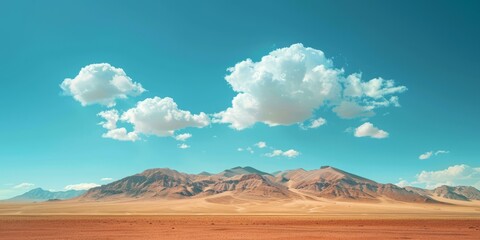 A vast desert landscape with mountains in the distance - obrazy, fototapety, plakaty