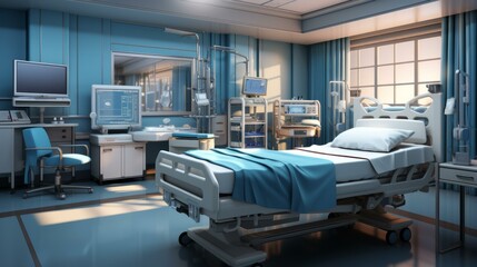 An illustration of a hospital room