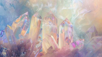 Ethereal Crystal Refraction in Pastel Hues.