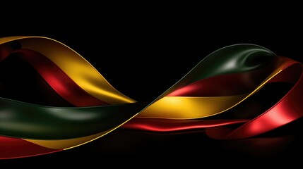 Juneteenth. Abstract background dedicated to Black History Month with intertwined ribbons in black, red, and green colors