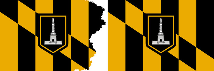 Baltimore flags vector. Standard flag and with torn edges