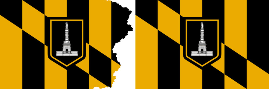 Baltimore flags vector. Standard flag and with torn edges
