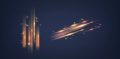 Golden Glow Light Effect with Radiating Trails, Enveloping Surroundings In A Luminous Aura, Cascading Falling Stars © Pavlo Syvak