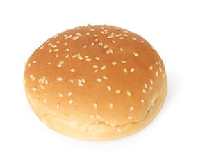 One fresh burger bun isolated on white