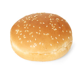 One fresh burger bun isolated on white