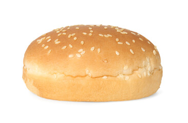 One fresh burger bun isolated on white