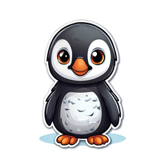 Obraz premium sticker of a cute baby penguin on a white background