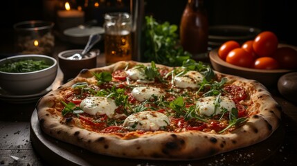 A delicious pizza with fresh ingredients