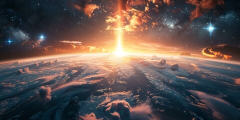 A beautiful sunset from outer space