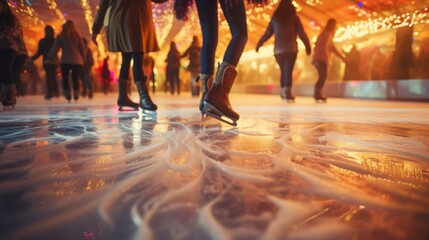 People ice skating on a rink