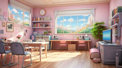 A Cozy Pink Home Office