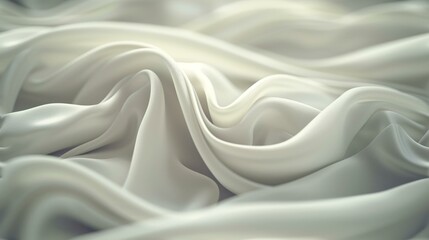 Obraz premium Close-up of white silk fabric with waves