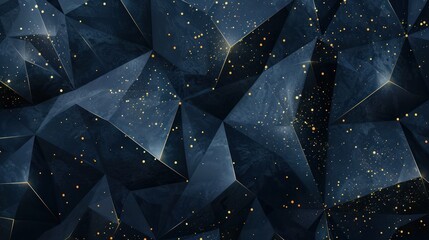 Abstract polygonal pattern luxury dark blue and gold background AI generated