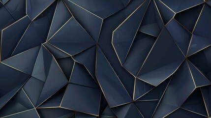 Abstract polygonal pattern luxury dark blue and gold background AI generated
