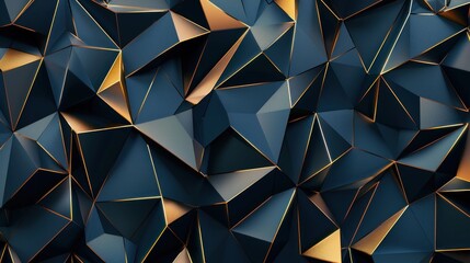 Abstract polygonal pattern luxury dark blue and gold background AI generated