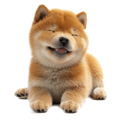 A cute Shiba Inu puppy with closed eyes