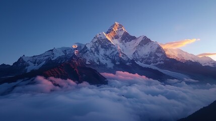 Naklejka premium Himalayas mountain range during sunset