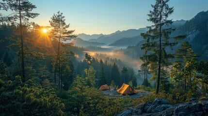 Camping in the mountains - obrazy, fototapety, plakaty