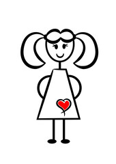 Set of man and woman drawing, different poses, stick figure people