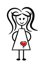 Set of man and woman drawing, different poses, stick figure people