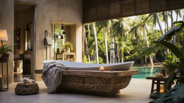 Stunning Modern Bathroom With Tropical Views