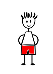 Set of man and woman drawing, different poses, stick figure people