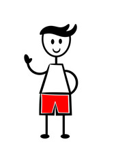 Set of man and woman drawing, different poses, stick figure people