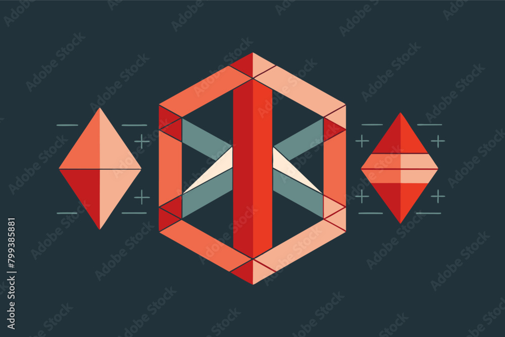 Poster minimalist geometric form integrated with a custom-designed typeface, creating a cohesive design.